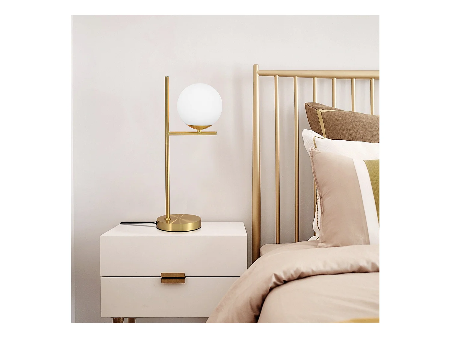 NETTLIFE lampe de table salon moderne de chevet -  en verre blanc douille E27 industrielle avec interrupteur pour chambre bureau