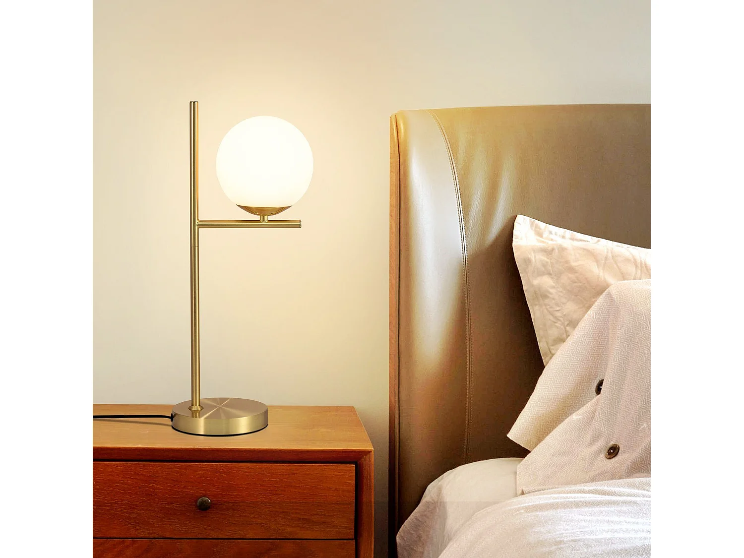 NETTLIFE lampe de table salon moderne de chevet -  en verre blanc douille E27 industrielle avec interrupteur pour chambre bureau