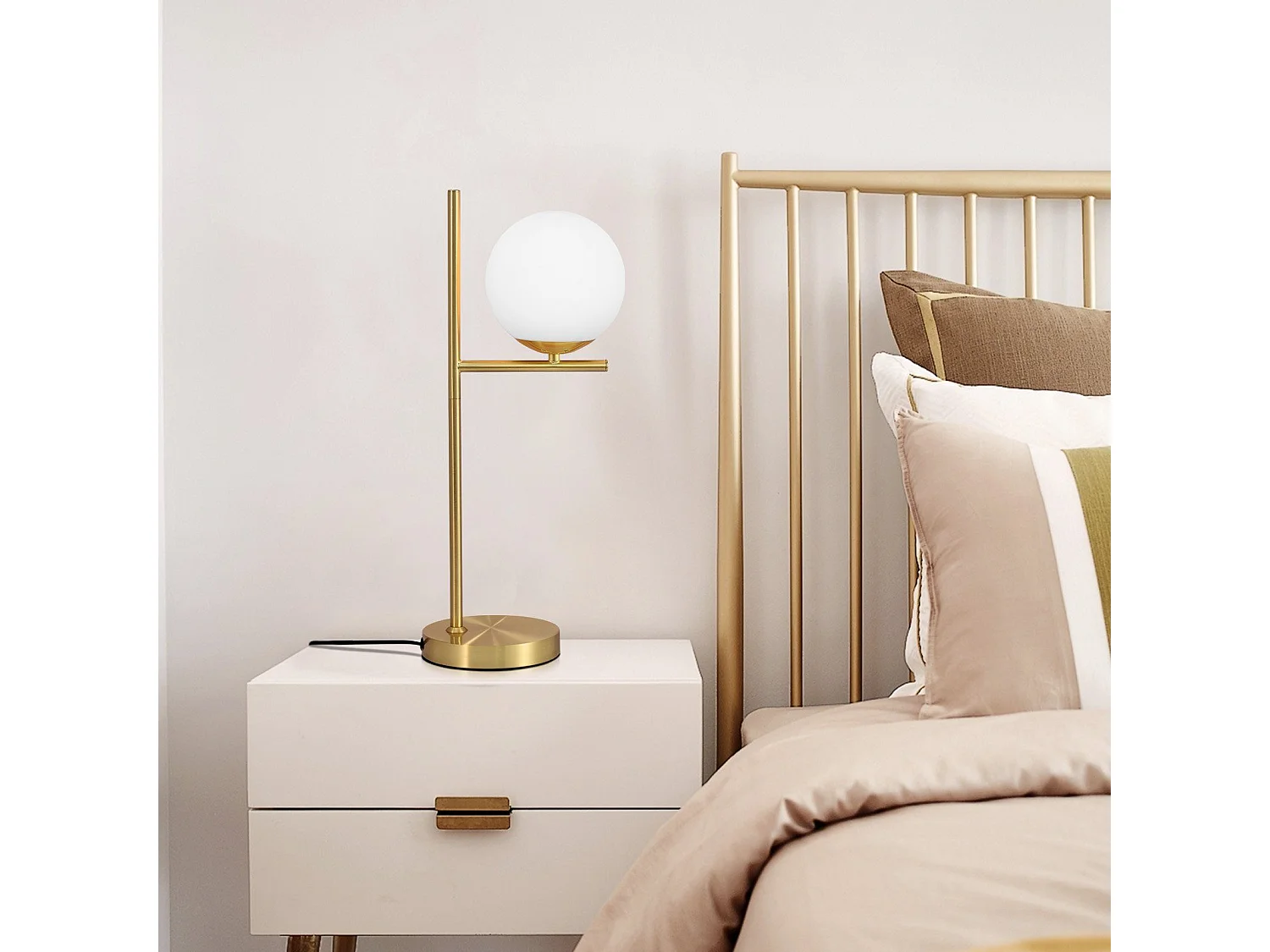 NETTLIFE lampe de table salon moderne de chevet -  en verre blanc douille E27 industrielle avec interrupteur pour chambre bureau