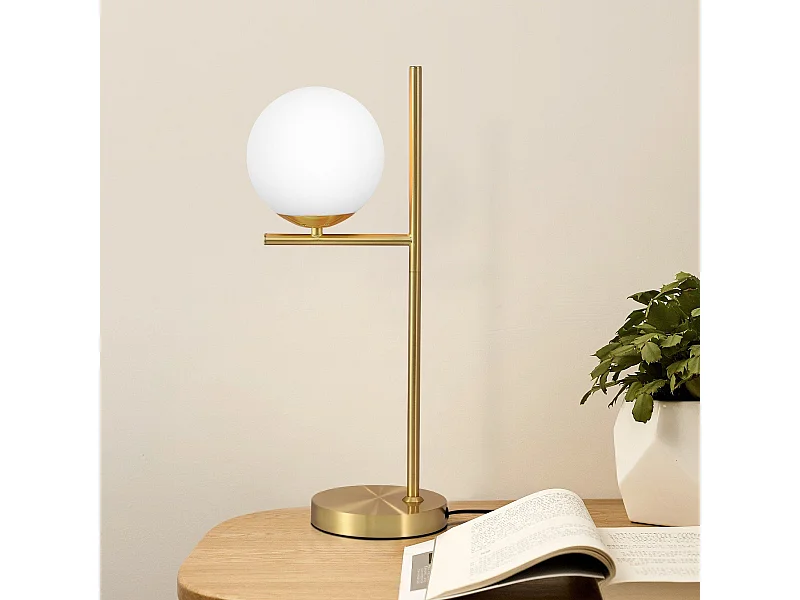 NETTLIFE lámpara de mesita de noche moderna para sala de estar - casquillo industrial E27 de vidrio blanco con interruptor para dormitorio y oficina