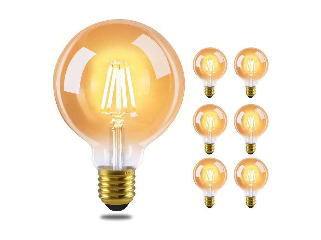 vente unique NETTLIFE Pack de 6 ampoules LED E27 lampe vintage - ampoules à filament blanc chaud G95 2700K 4W Edison idéales pour maison hôtel café bar