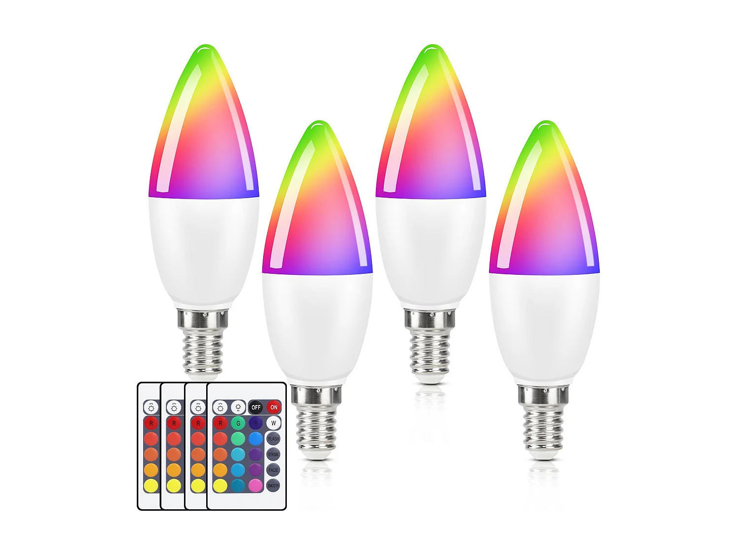 NETTLIFE Lot de 4 ampoules LED E14 Blanc Chaud RVB ampoules bougie RVB à changement de couleur 4W à intensité variable avec télécommande idéales