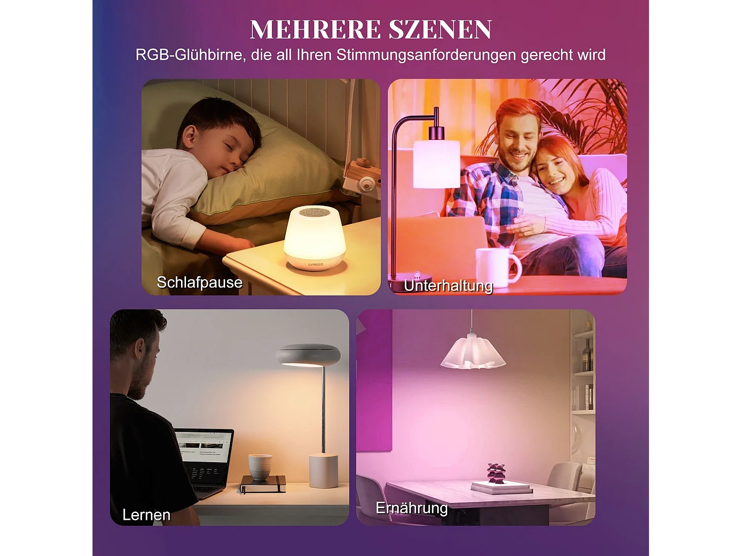 NETTLIFE Lot de 4 ampoules LED E14 Blanc Chaud RVB ampoules bougie RVB à changement de couleur 4W à intensité variable avec télécommande idéales
