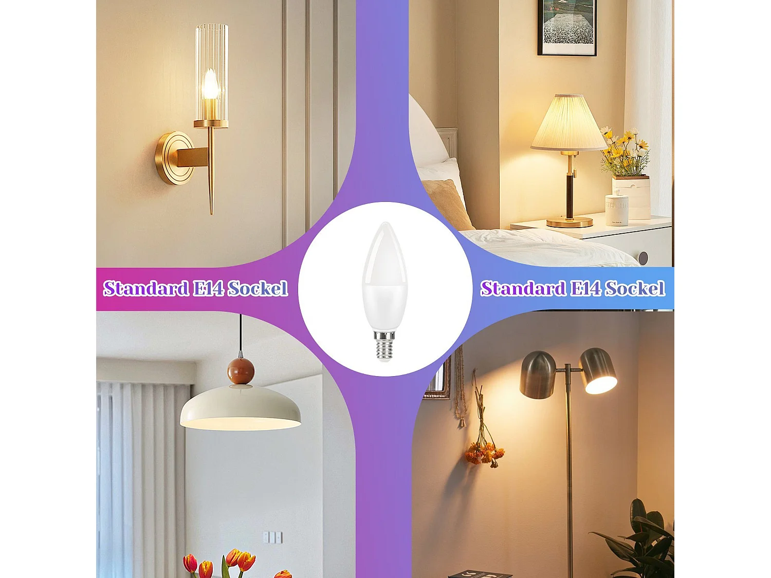 NETTLIFE Lot de 4 ampoules LED E14 Blanc Chaud RVB ampoules bougie RVB à changement de couleur 4W à intensité variable avec télécommande idéales