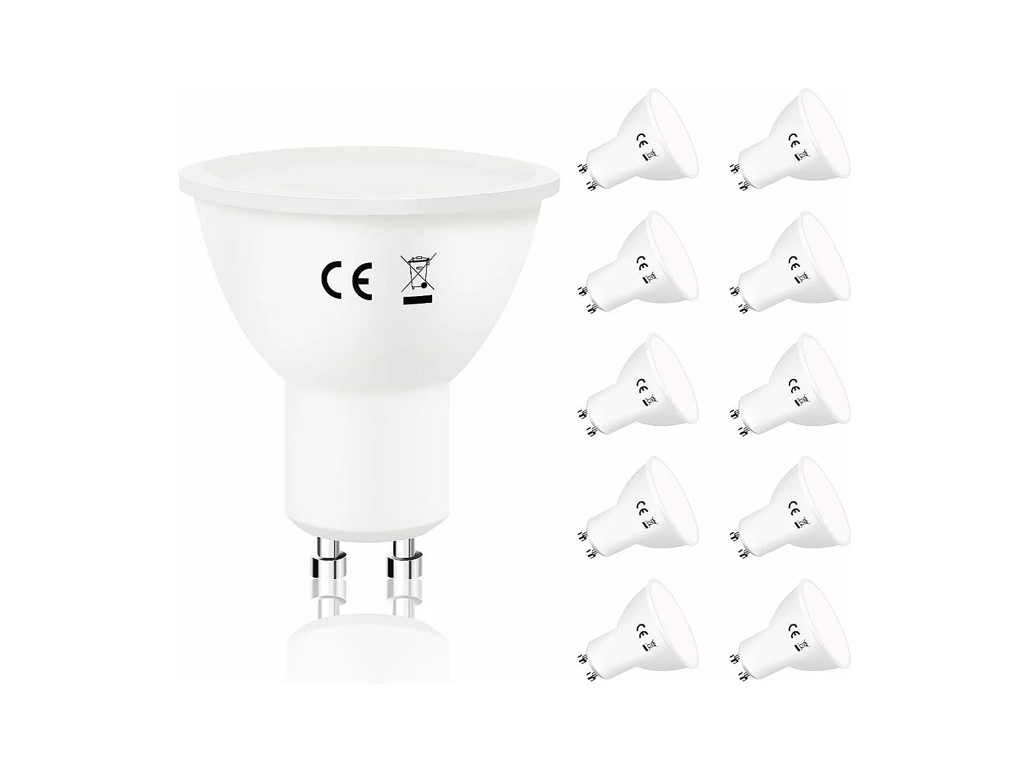 NETTLIFE Lot de 10 ampoules LED GU10 Blanc Froid L'ampoule LED 6W 5000K remplace une 60W économie d'énergie angle de faisceau 110° non dimmable Paquet