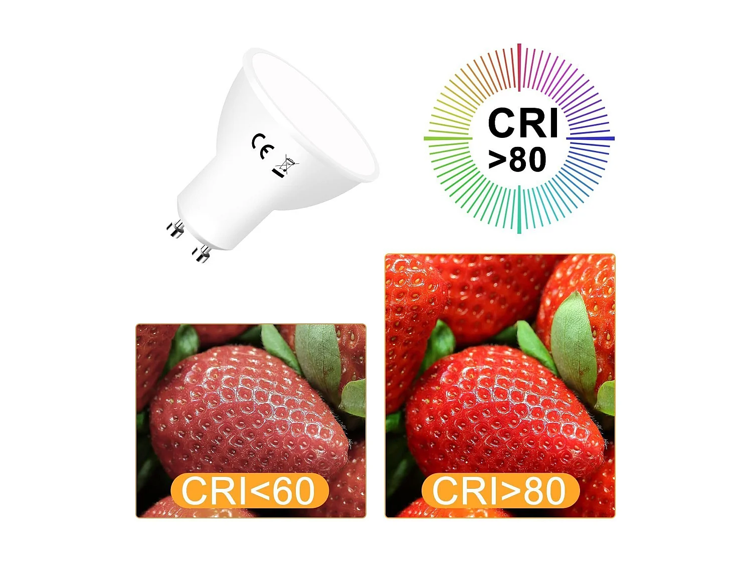 10 LED-Lampen Gu10 Kaltweiß 6 W 5000 K 60 W Energiesparwinkel 110 ° nicht dimmbar