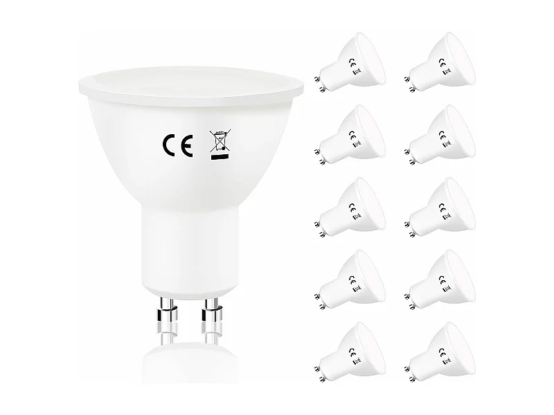 10 LED-Lampen Gu10 Kaltweiß 6 W 5000 K 60 W Energiesparwinkel 110 ° nicht dimmbar