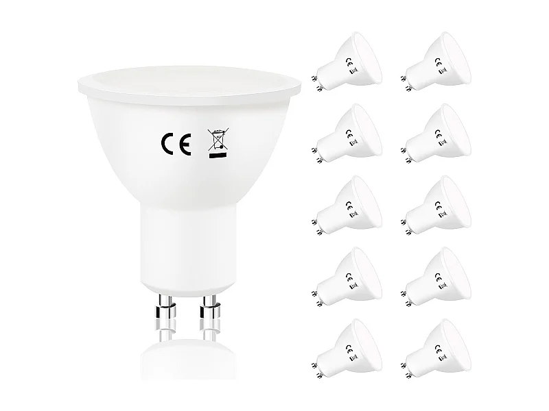 NETTLIFE Zestaw 10 żarówek LED GU10 Cool White Żarówka LED 6W 5000K zastępuje energooszczędną 60W kąt świecenia 110° bez możliwości ściemniania