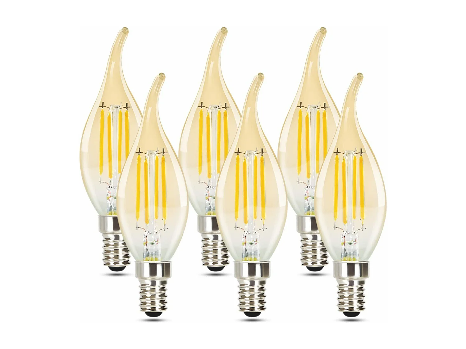 NETTLIFE E14 Gloeilampen - 6 Stuks - Warm wit - 4W - Retro - Vervangt 40W - Heldere Kaarslamp - voor Kroonluchter Café Bar Restaurant