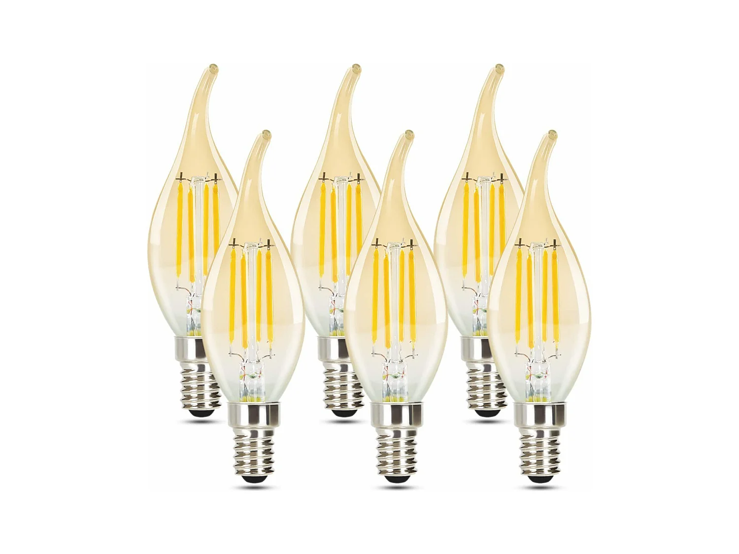 NETTLIFE E14 Gloeilampen - 6 Stuks - Warm wit - 4W - Retro - Vervangt 40W - Heldere Kaarslamp - voor Kroonluchter Café Bar Restaurant