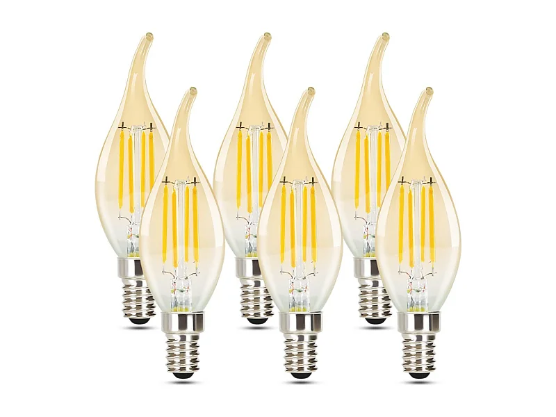 NETTLIFE Zestaw 6 żarówek LED E14 świeczki ciepłobiałe 4W 2700K żarnik Edison retro, styl vintage, energooszczędne w szkle - nie nadaje się do ściemniania