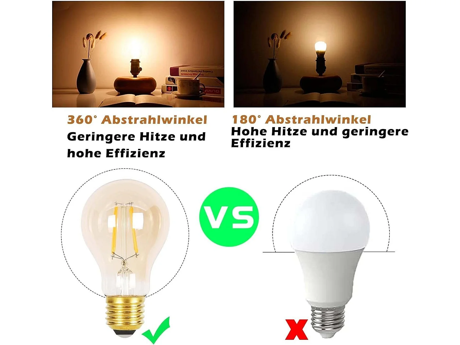 NETTLIFE Pakket van 6 E27 warme witte LED - lampen, vintage - A60, 4W, 2700K, Edison - draadretro, energiebesparende lamp voor huis, café, bar.