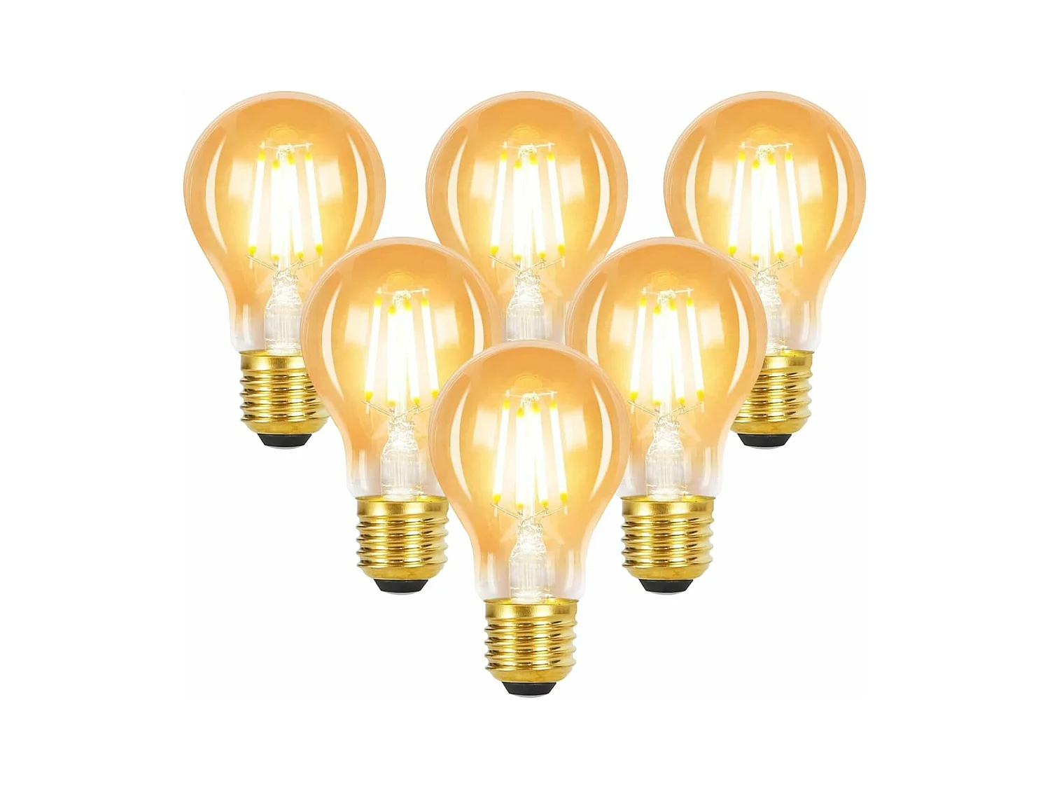 NETTLIFE Lot de 6 ampoules LED E27 blanc chaud A60 vintage 4W 2700K Edison à filament rétro lampe à économie d'énergie pour maison café bar