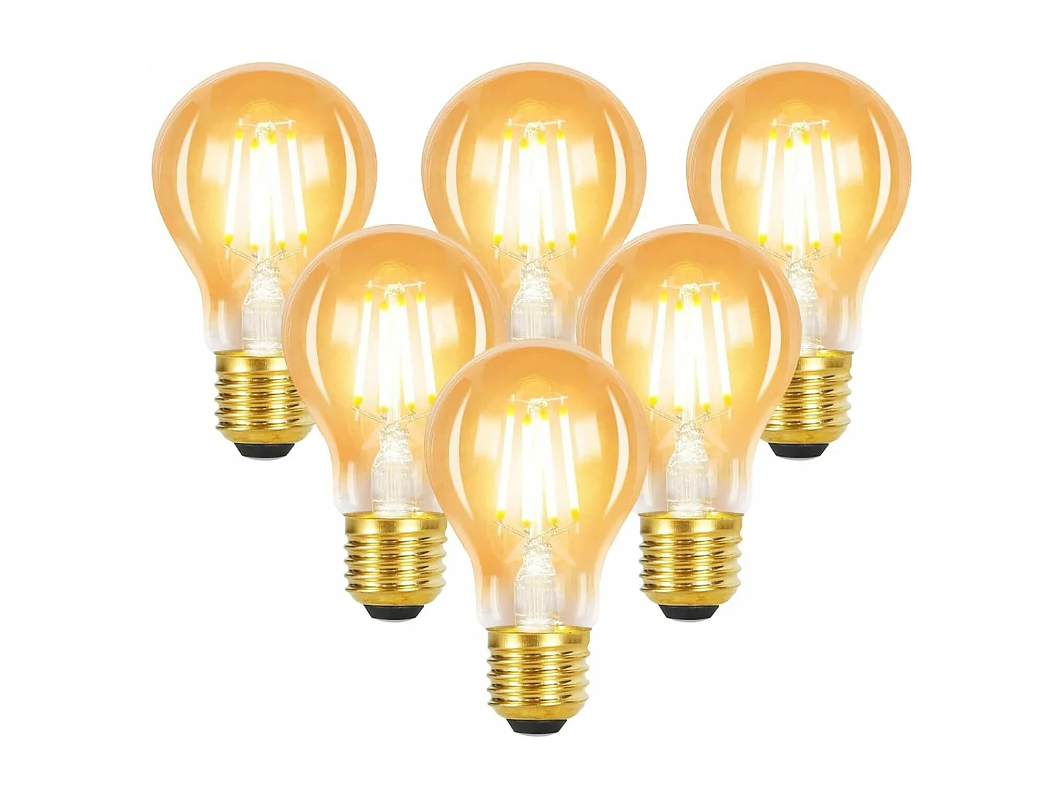 NETTLIFE Lot de 6 ampoules LED E27 blanc chaud A60 vintage 4W 2700K Edison à filament rétro lampe à économie d'énergie pour maison café bar