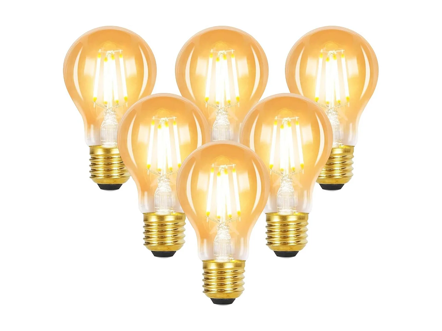 NETTLIFE Pakket van 6 E27 warme witte LED - lampen, vintage - A60, 4W, 2700K, Edison - draadretro, energiebesparende lamp voor huis, café, bar.