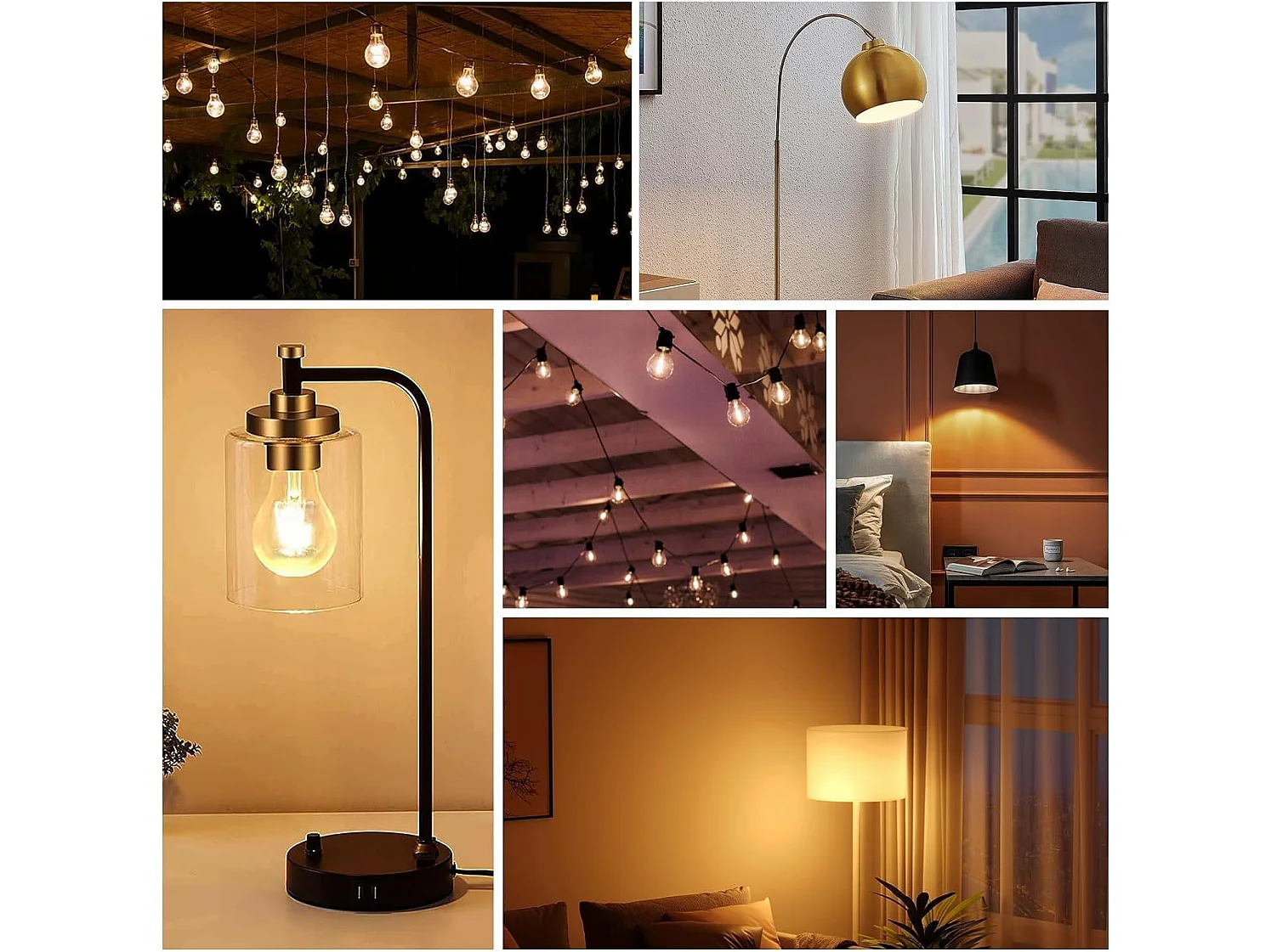 NETTLIFE Pakket van 6 E27 warme witte LED - lampen, vintage - A60, 4W, 2700K, Edison - draadretro, energiebesparende lamp voor huis, café, bar.