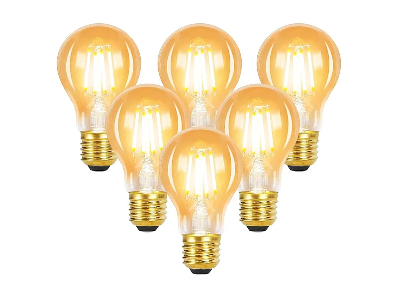 NETTLIFE Lot de 6 ampoules LED E27 blanc chaud A60 vintage 4W 2700K Edison à filament rétro lampe à économie d'énergie pour maison café bar