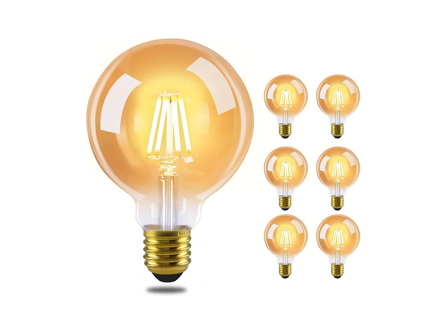 NETTLIFE Pack de 6 ampoules LED E27 lampe vintage - ampoules à filament blanc chaud G80 2700K 4W Edison idéales pour hôtel maison café bar