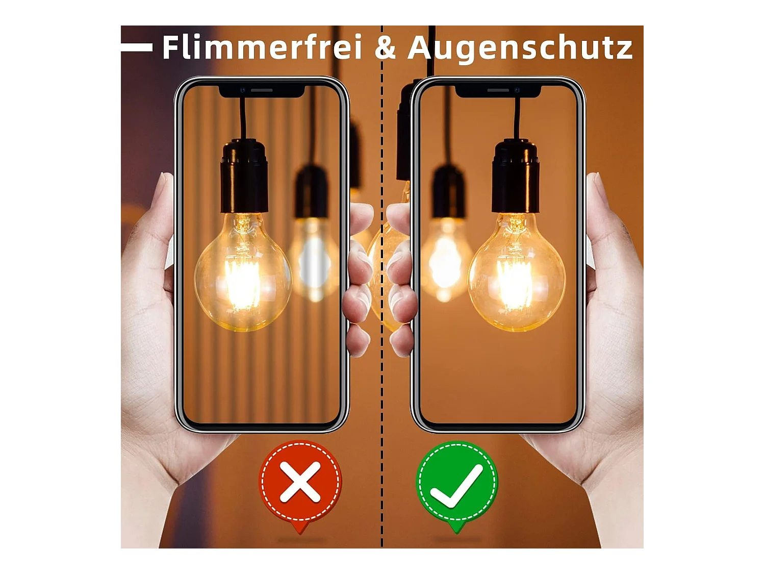 6er-Pack E27 LED-Lampen Vintage Lampe Warmweiß G80 2700 K 4 W Edison Ideal