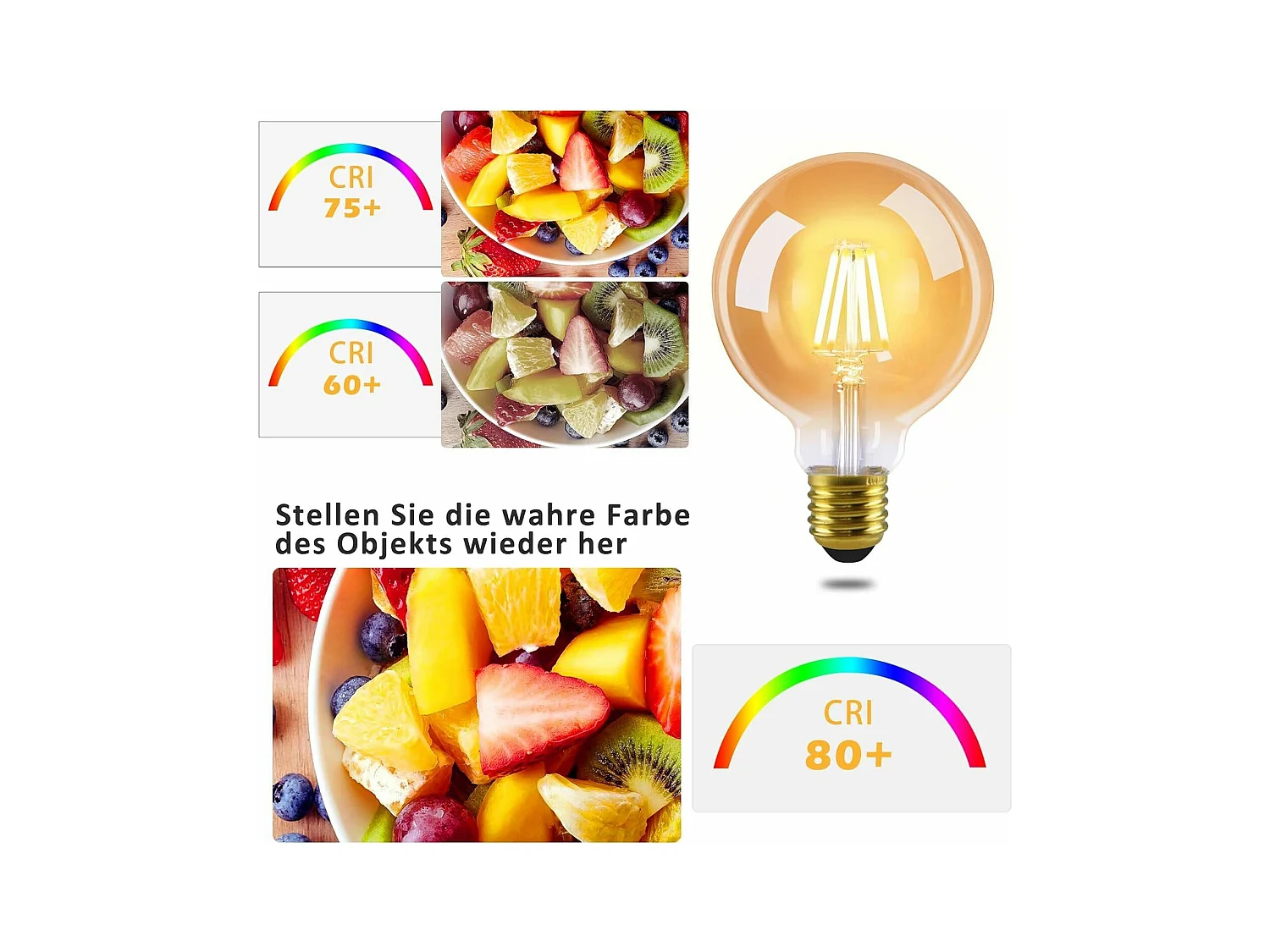 6er-Pack E27 LED-Lampen Vintage Lampe Warmweiß G80 2700 K 4 W Edison Ideal