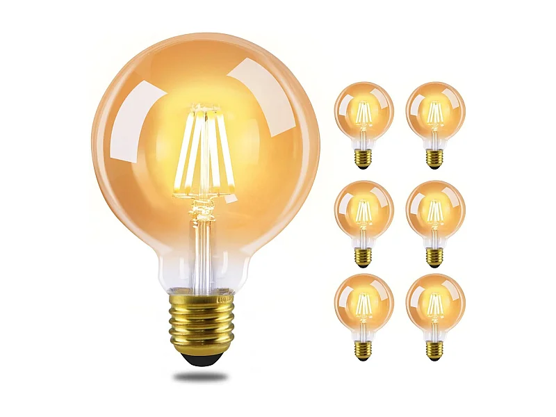 NETTLIFE Pack de 6 ampoules LED E27 lampe vintage - ampoules à filament blanc chaud G80 2700K 4W Edison idéales pour hôtel maison café bar