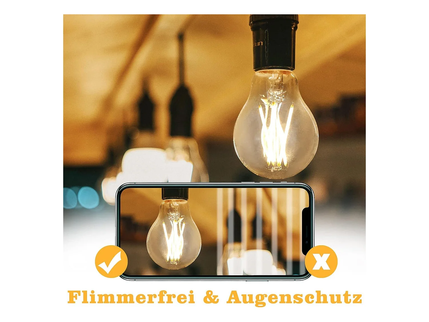 NETTLIFE Pack 6 bombillas LED Vintage E27, A60 2700K 4W, Edison filamento blanco cálido, Ahorro energía, Vidrio antiguo, Lámpara