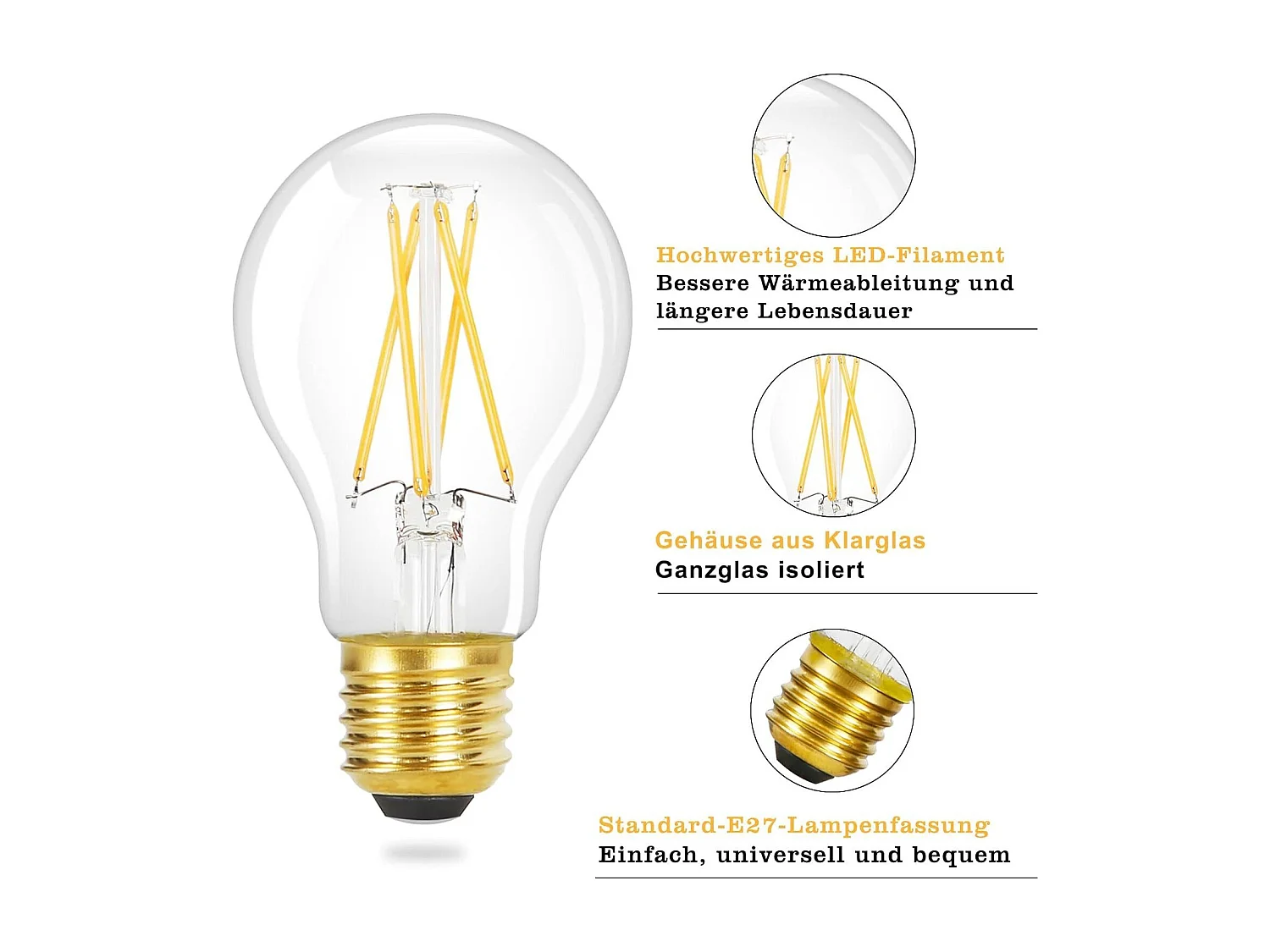 NETTLIFE Zestaw 6 żarówek LED Vintage E27: A60 2700K 4W Żarówka Edisona Ciepła Biała Żarówka Antyczne Szkło Energooszczędna Lampa do