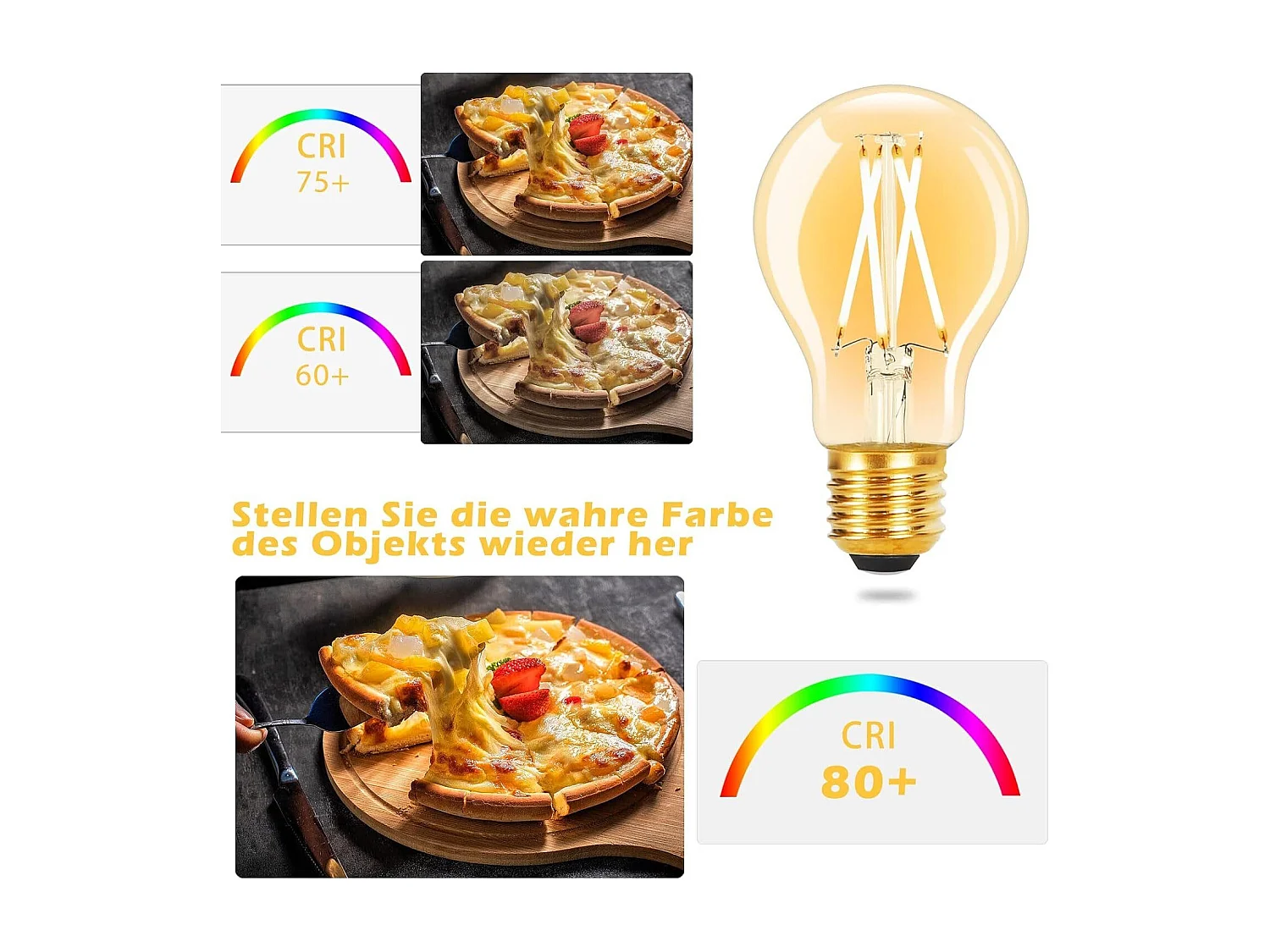 NETTLIFE Zestaw 6 żarówek LED Vintage E27: A60 2700K 4W Żarówka Edisona Ciepła Biała Żarówka Antyczne Szkło Energooszczędna Lampa do