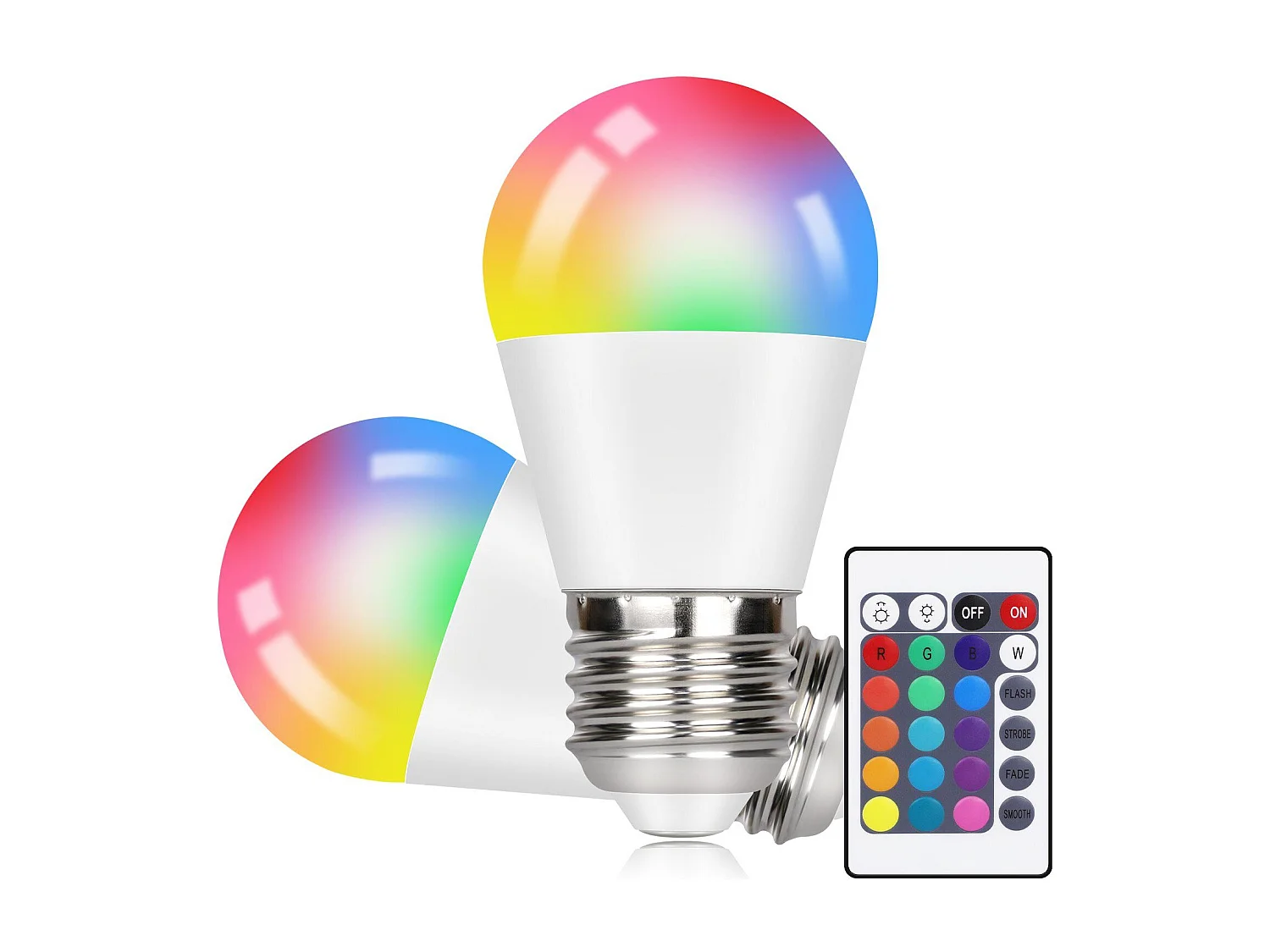 NETTLIFE Lot de 2 ampoules LED à changement de couleur E27 RVB blanc chaud 4W avec télécommande intensité variable 16 couleurs 4 modes dynamiques