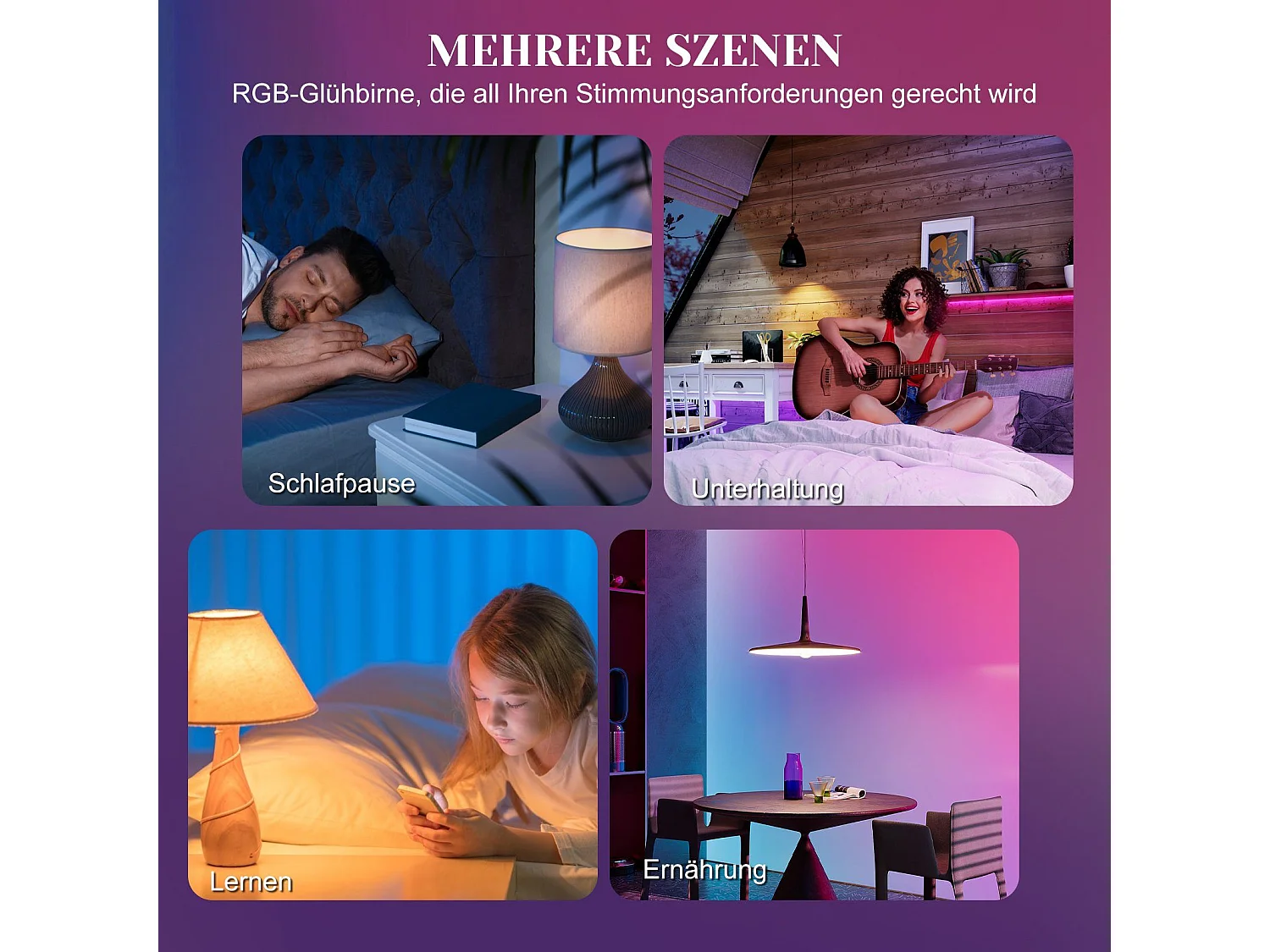 NETTLIFE Lot de 2 ampoules LED à changement de couleur E27 RVB blanc chaud 4W avec télécommande intensité variable 16 couleurs 4 modes dynamiques