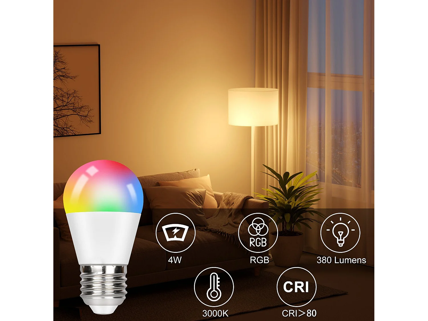 NETTLIFE Lot de 2 ampoules LED à changement de couleur E27 RVB blanc chaud 4W avec télécommande intensité variable 16 couleurs 4 modes dynamiques