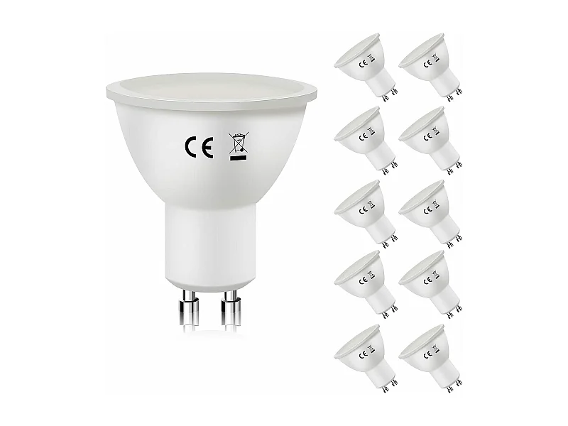 NETTLIFE 10 - stukken GU10 warm - wit 3000K 6W LED - lampen, vervangt de 60W gloeilampen, energiebesparend, stralingshoek 110° lamp.