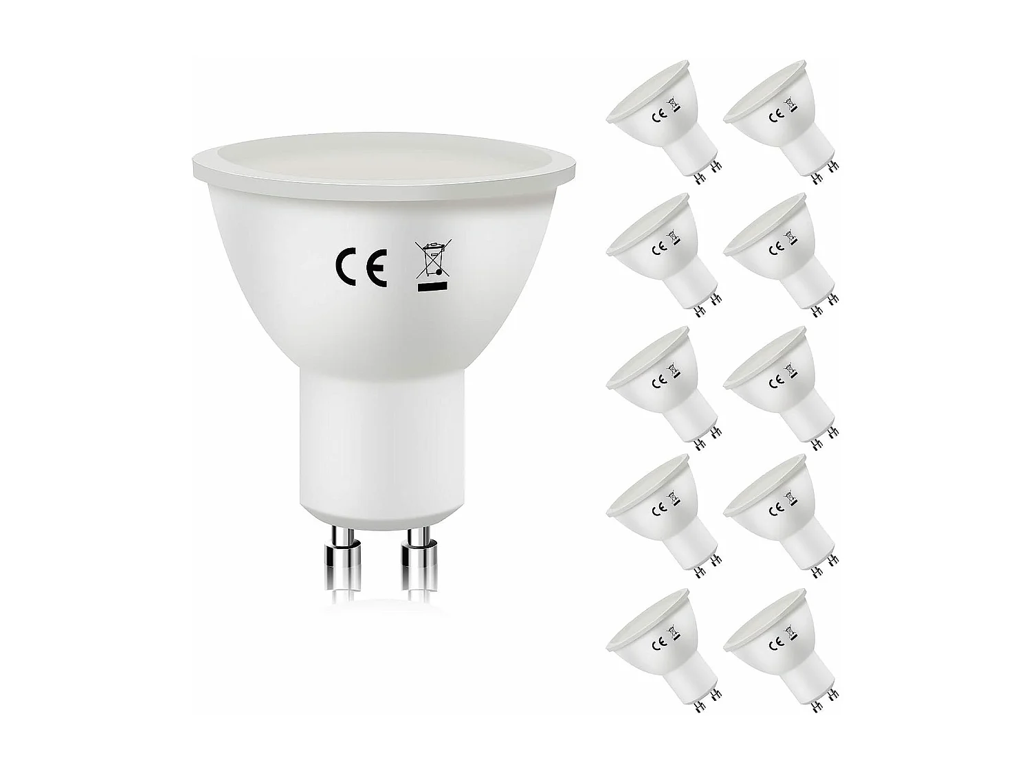 NETTLIFE Opakowanie 10 sztuk lamp LED GU10 Ciepła biel 3000K 6W zastępuje żarówki energooszczędne 60W Żarówka energooszczędna Kąt rozsyłu światła 110°