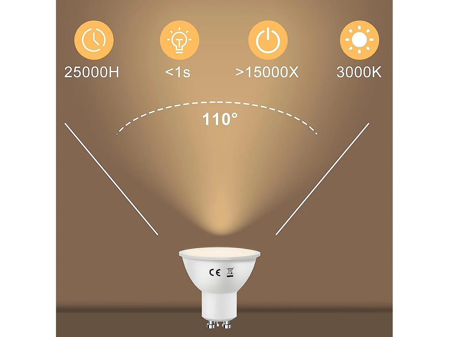 NETTLIFE 10 - stukken GU10 warm - wit 3000K 6W LED - lampen, vervangt de 60W gloeilampen, energiebesparend, stralingshoek 110° lamp.