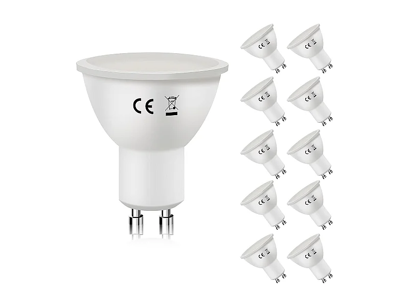NETTLIFE Opakowanie 10 sztuk lamp LED GU10 Ciepła biel 3000K 6W zastępuje żarówki energooszczędne 60W Żarówka energooszczędna Kąt rozsyłu światła 110°