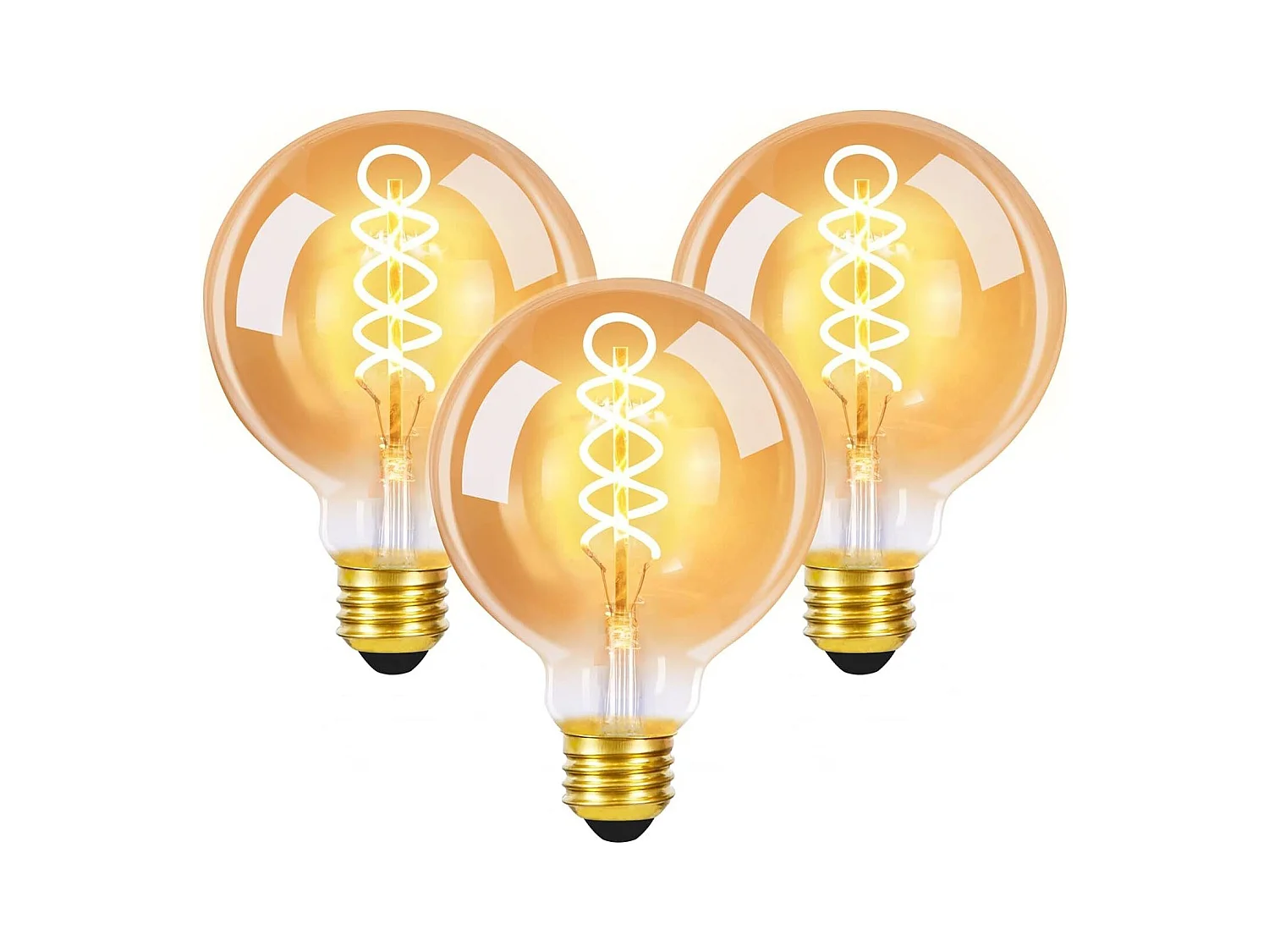 NETTLIFE Lot de 3 ampoules LED E27 vintage ampoule rétro Edison G80 4W lampes globe décoratives à filament blanc chaud 2200K idéales pour la nostalgie