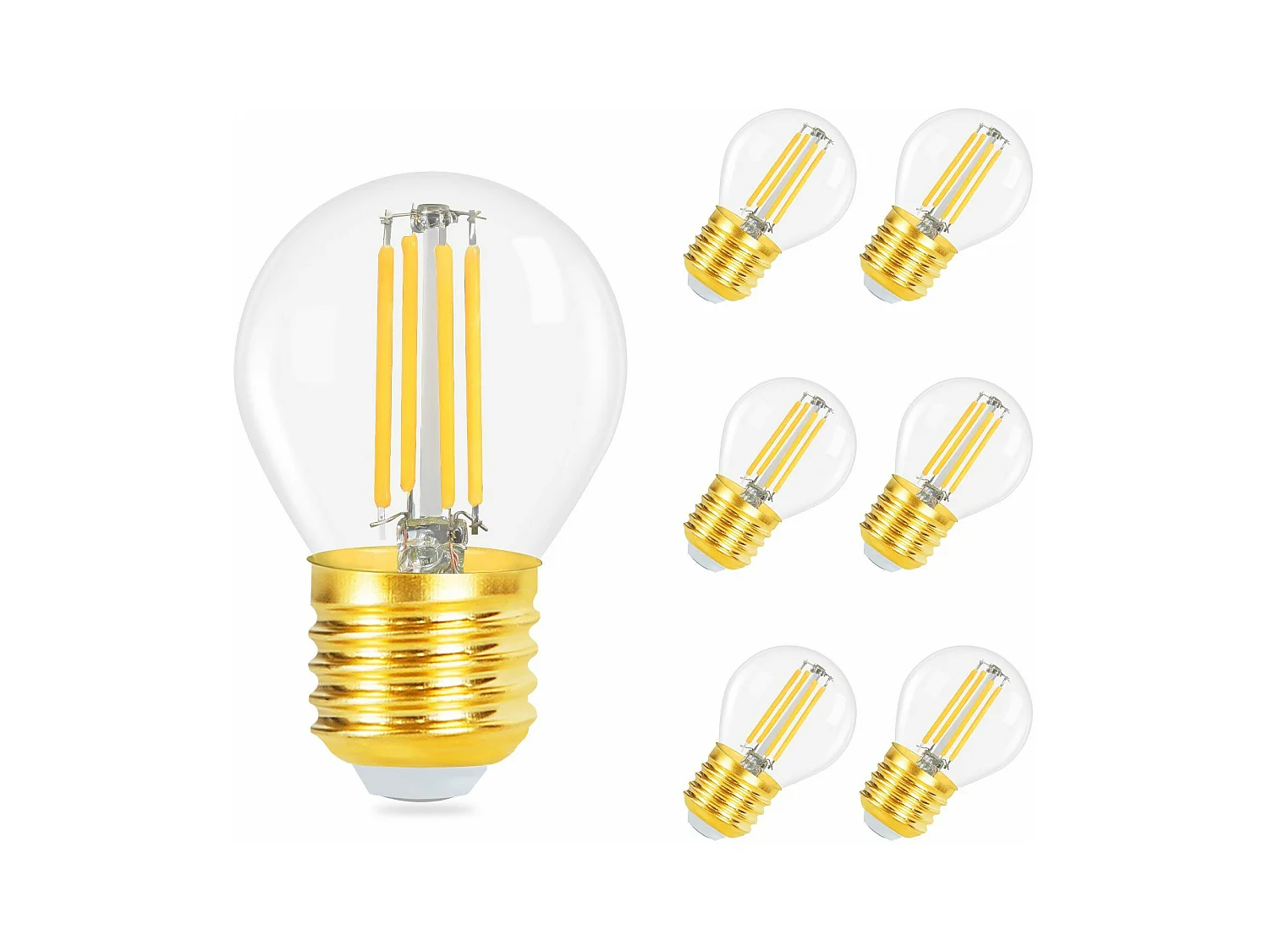 NETTLIFE Lot de 6 ampoules LED E27 à filament vintage blanc chaud 2700K 4W modèle G45 en verre de haute qualité idéales pour hôtel café maison bar