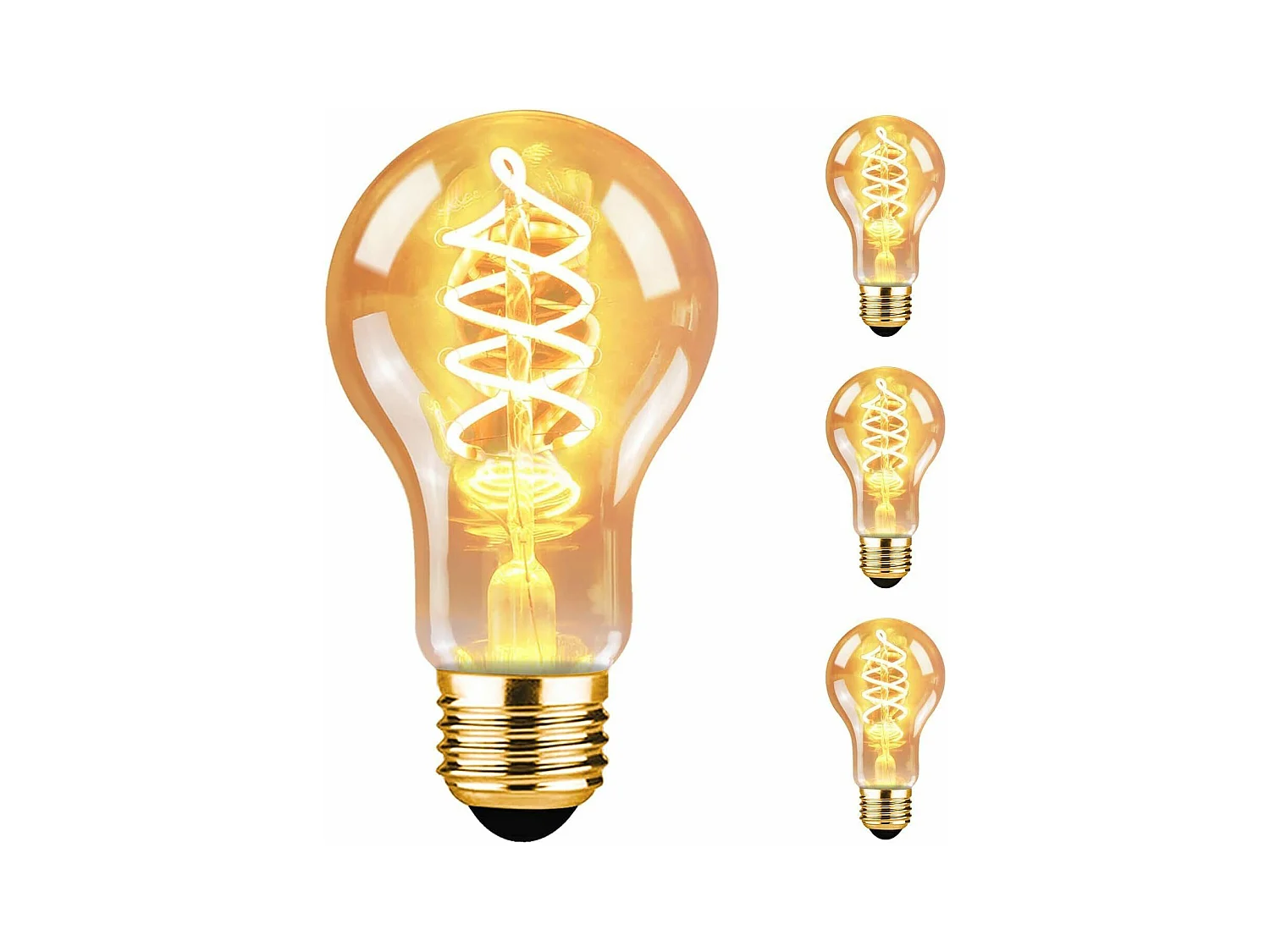 NETTLIFE Lot de 3 ampoules LED E27 blanc chaud A60 filament 2200K Edison, ampoules rétro 4W décoratives vintage