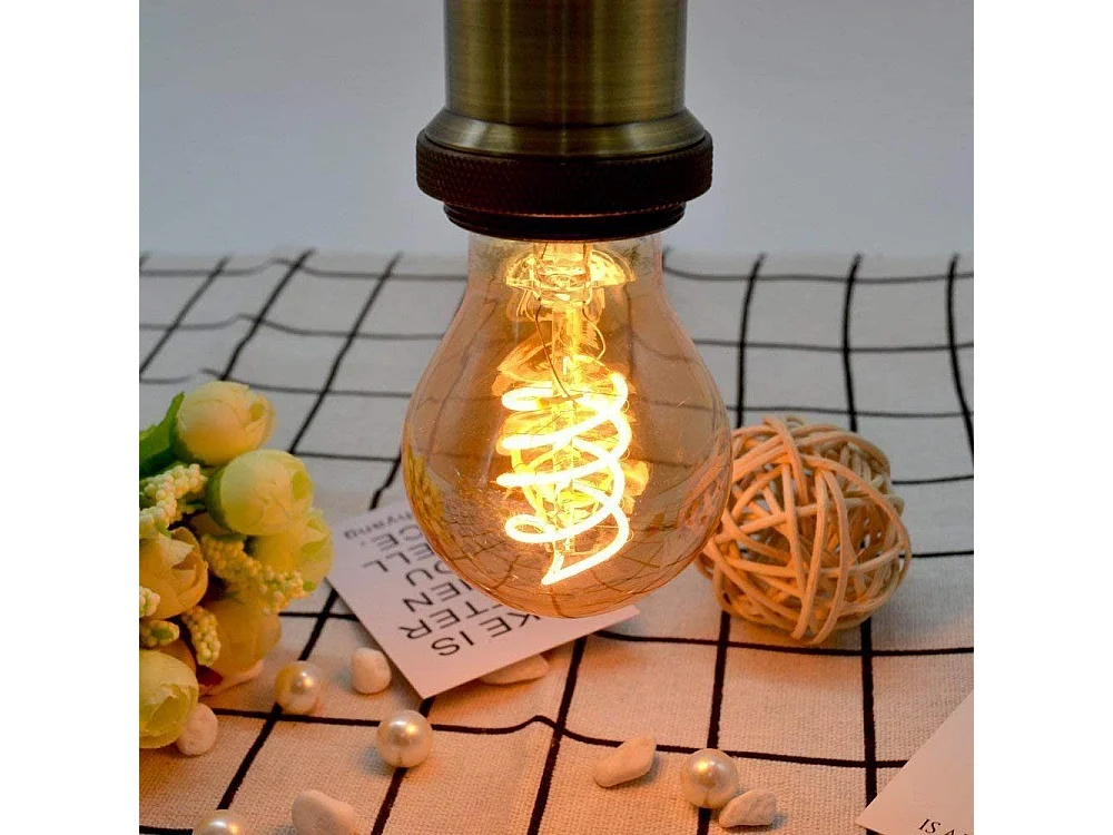 NETTLIFE Lot de 3 ampoules LED E27 blanc chaud A60 filament 2200K Edison, ampoules rétro 4W décoratives vintage