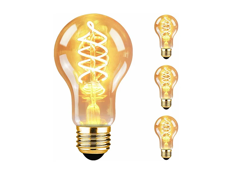 NETTLIFE 3er-Pack E27 LED-Lampen, Warmweiß, A60 Filament, 2200 K, Edison-Glühbirnen, 4 W, Retro-Vintage-Dekorationsglühbirnen