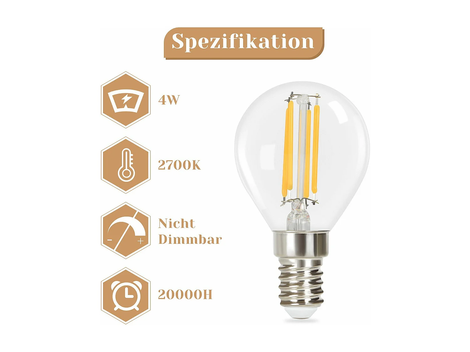 NETTLIFE Lot de 6 ampoules LED E14 vintage Edison - ampoules à filament blanc chaud G45 2700K 4W en verre de haute qualité idéales pour hôtel café