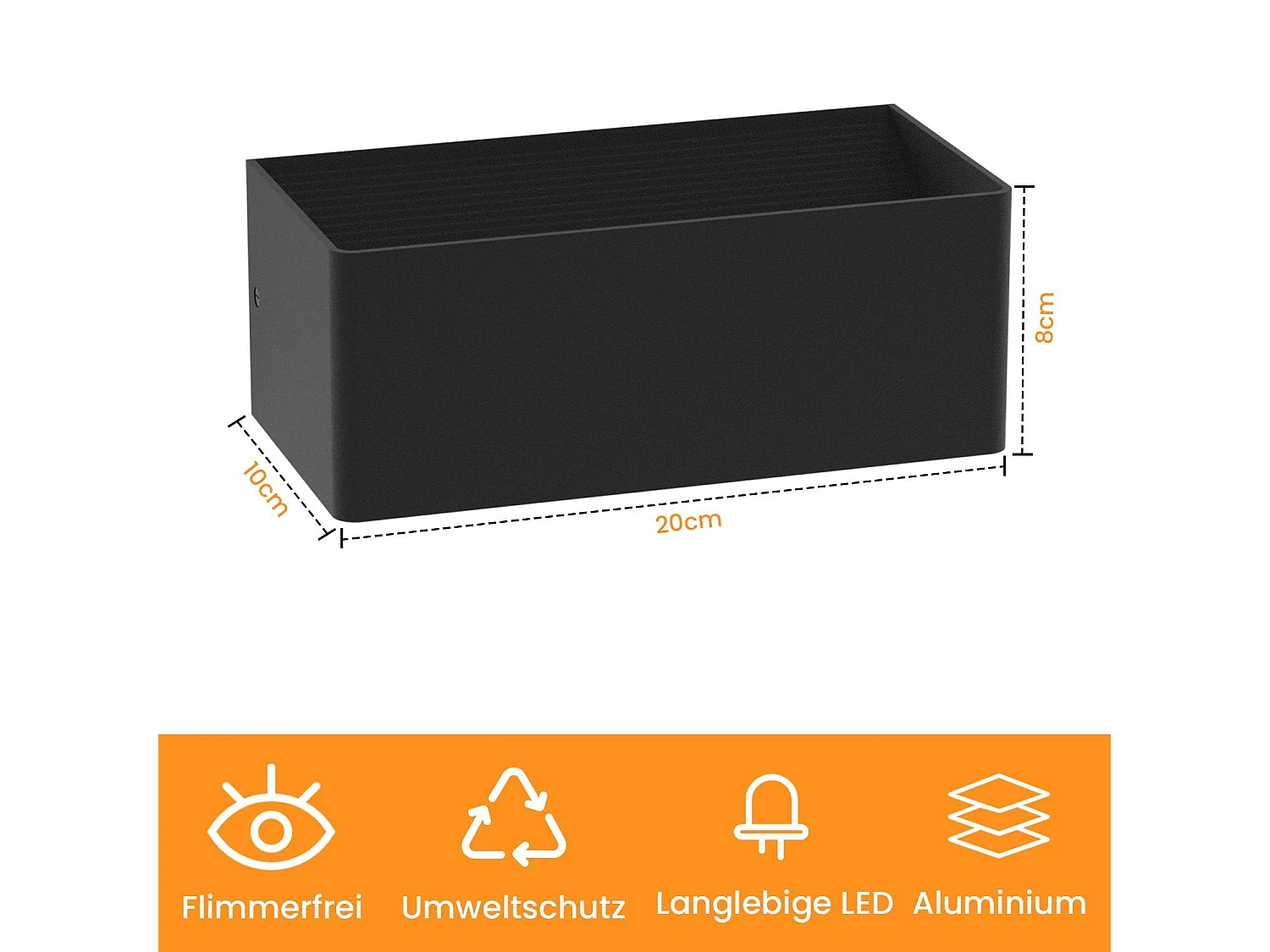 NETTLIFE Kinkiet wewnętrzny LED - czarny kinkiet 5 W ścienna punktowa lampa schodowa w górę w dół regulowana wiązka 3000 K ciepła biel