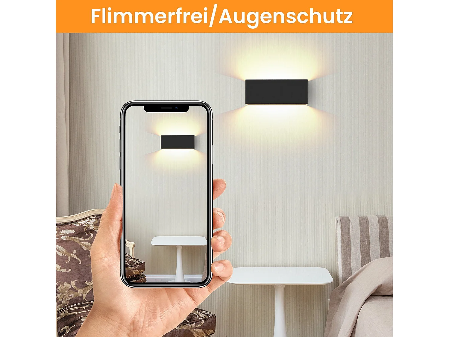 NETTLIFE LED Applique murale intérieure -  Eclairage mural noir 5W Spot mural Up Down Lampe d'escalier Faisceau réglable 3000K Blanc chaud