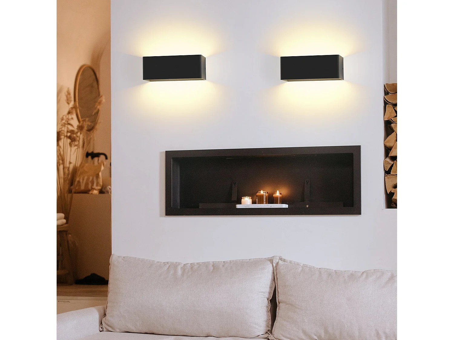 NETTLIFE LED Applique murale intérieure -  Eclairage mural noir 5W Spot mural Up Down Lampe d'escalier Faisceau réglable 3000K Blanc chaud