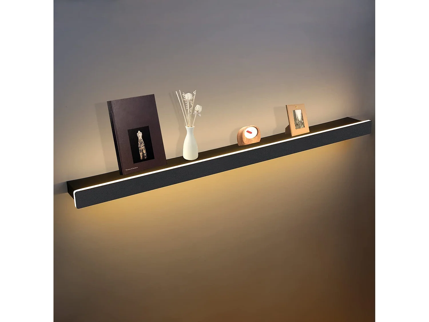 NETTLIFE Espejo LED Interior Negro 100CM, Lámpara para pasillo Arriba Abajo, Lámpara para escalera 37W con 3 ganchos, Iluminación mural