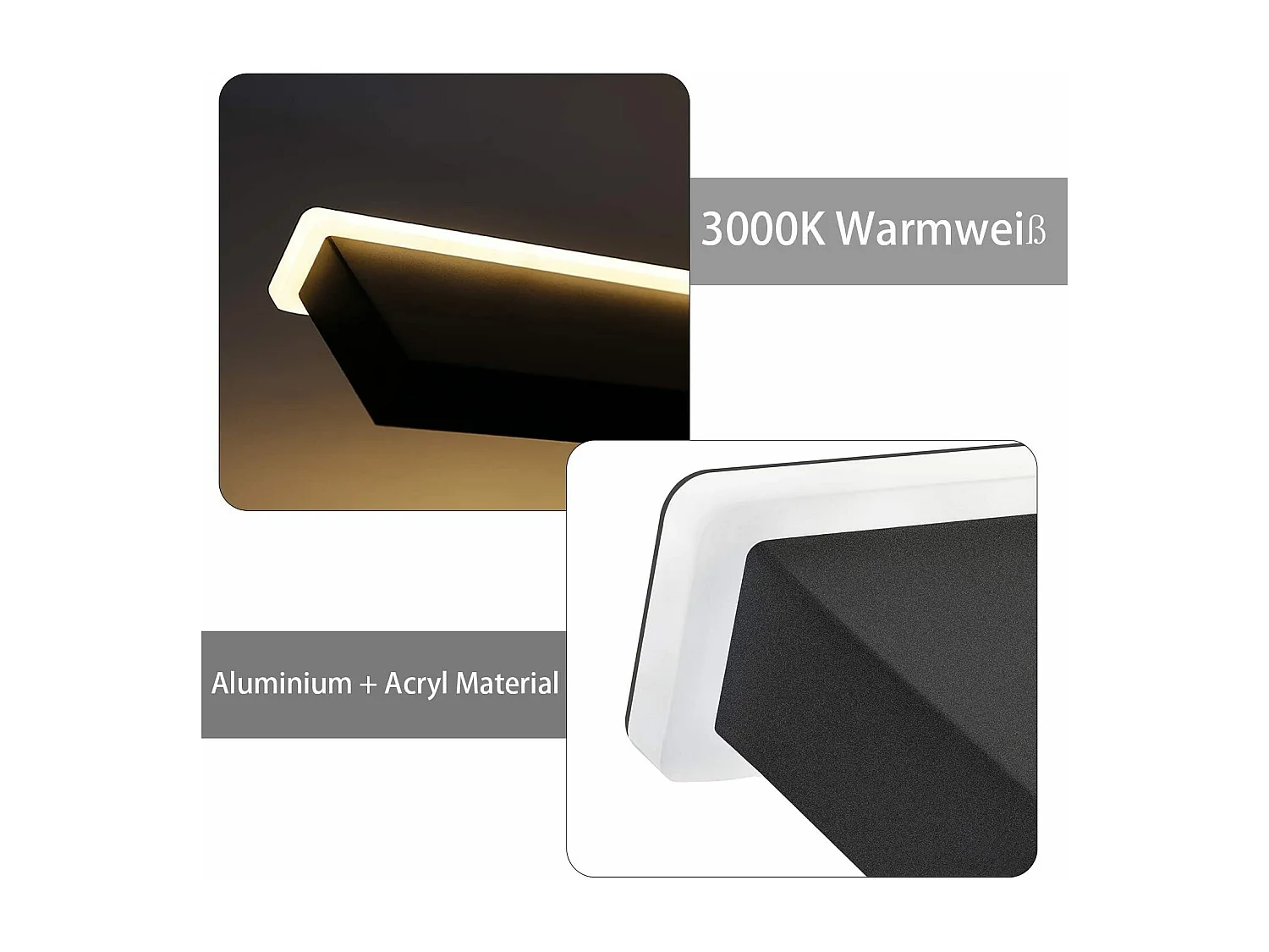 NETTLIFE Espejo LED Interior Negro 100CM, Lámpara para pasillo Arriba Abajo, Lámpara para escalera 37W con 3 ganchos, Iluminación mural