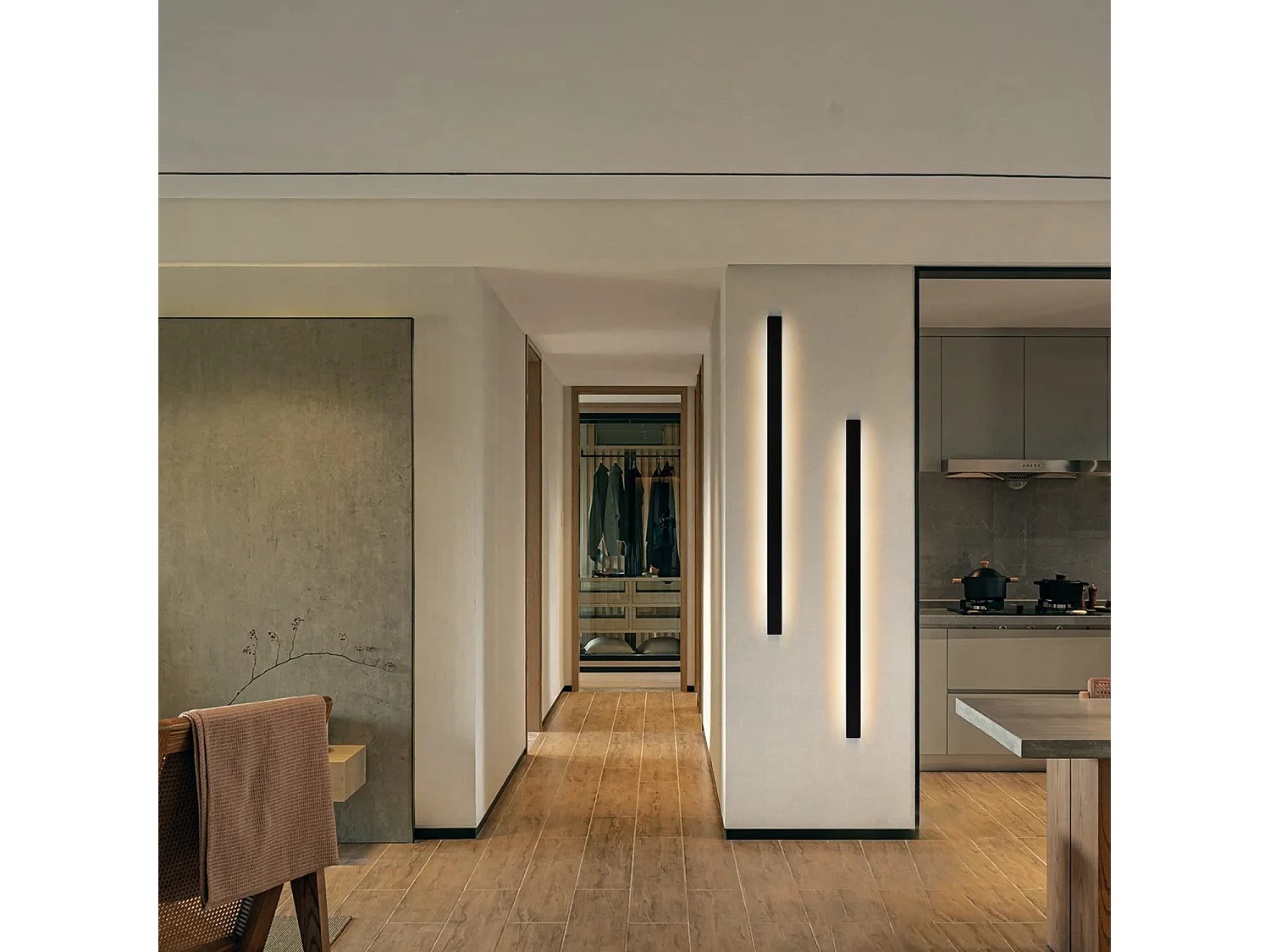 NETTLIFE Espejo LED Interior Negro 100CM, Lámpara para pasillo Arriba Abajo, Lámpara para escalera 37W con 3 ganchos, Iluminación mural