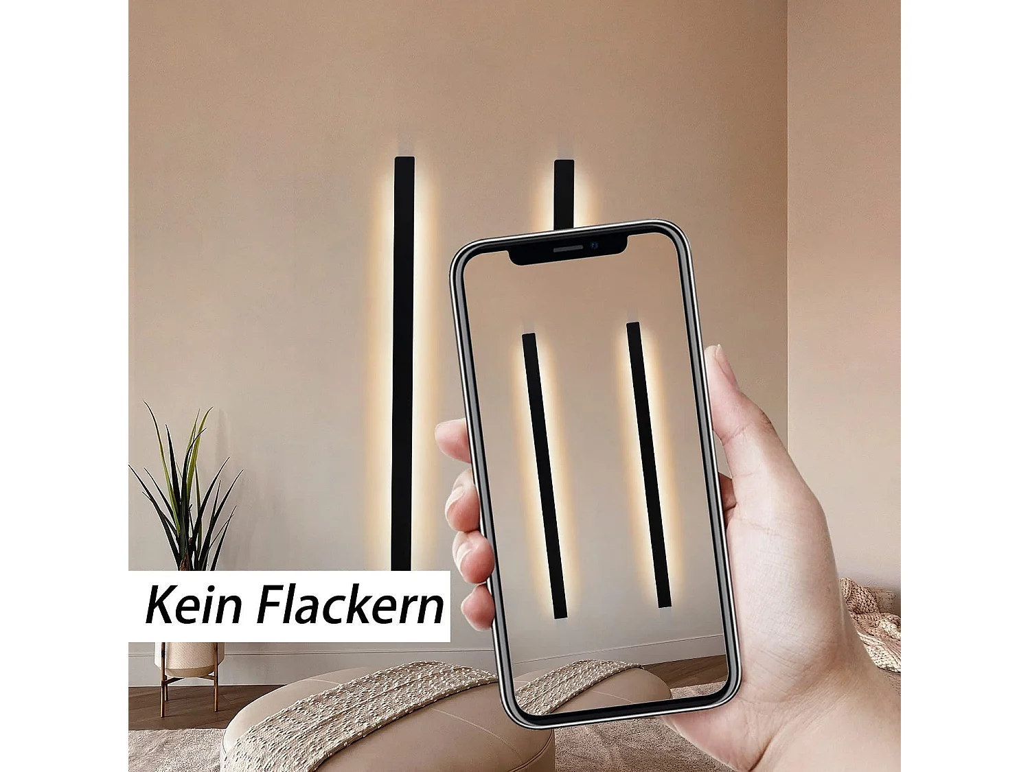 NETTLIFE Espejo LED Interior Negro 100CM, Lámpara para pasillo Arriba Abajo, Lámpara para escalera 37W con 3 ganchos, Iluminación mural