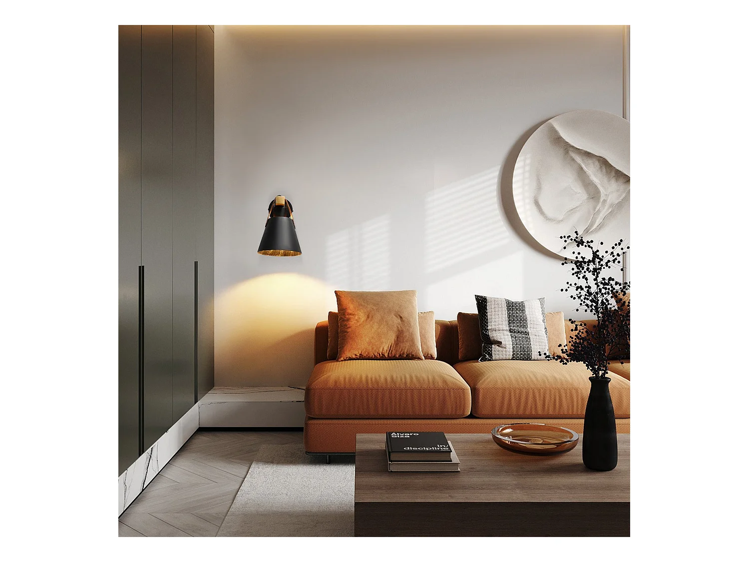 NETTLIFE Vintage Applique murale rétro E27 en noir industriel intérieur éclairage mural en bois cuir plastique (sans ampoule)