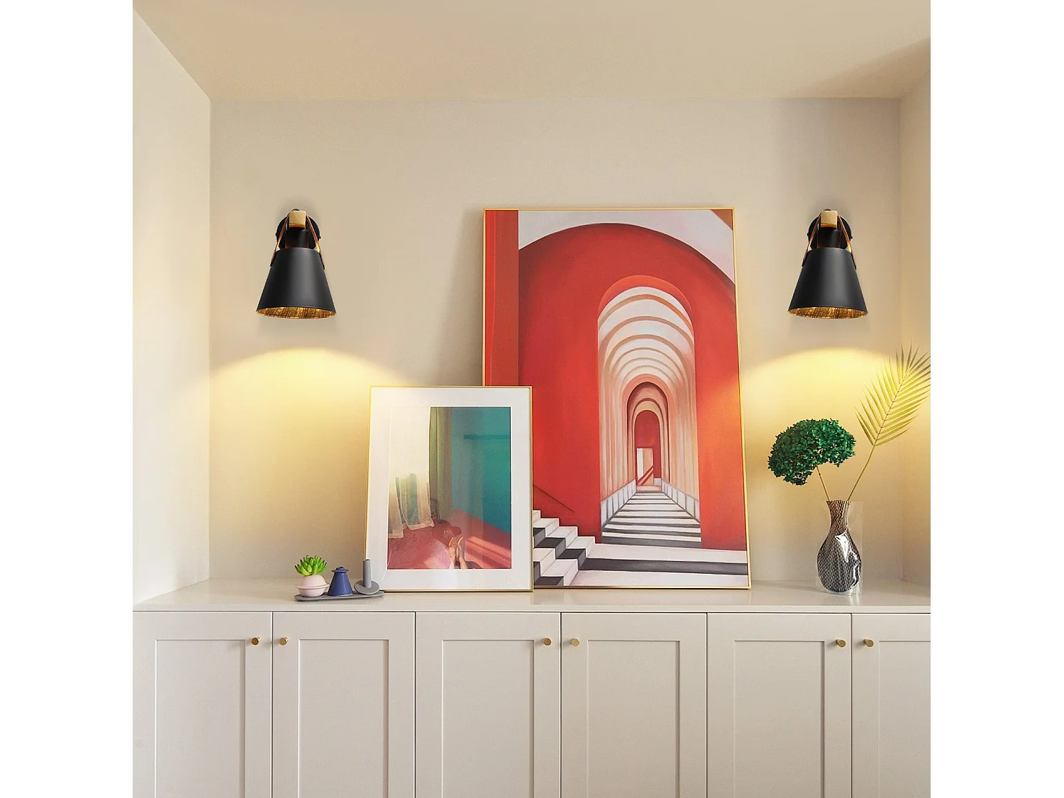 NETTLIFE Vintage Applique murale rétro E27 en noir industriel intérieur éclairage mural en bois cuir plastique (sans ampoule)